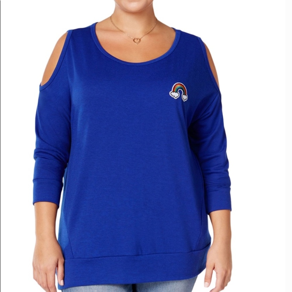 ING rainbow patch cold shoulder long sleever!